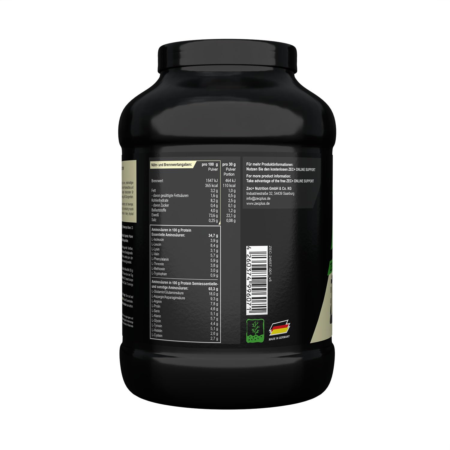 Zec+ Nutrition Reisprotein Eiweißpulver – 1000 g, Geschmack Vanille │ veganes Proteinpulver für rein pflanzliche Proteinversorgung