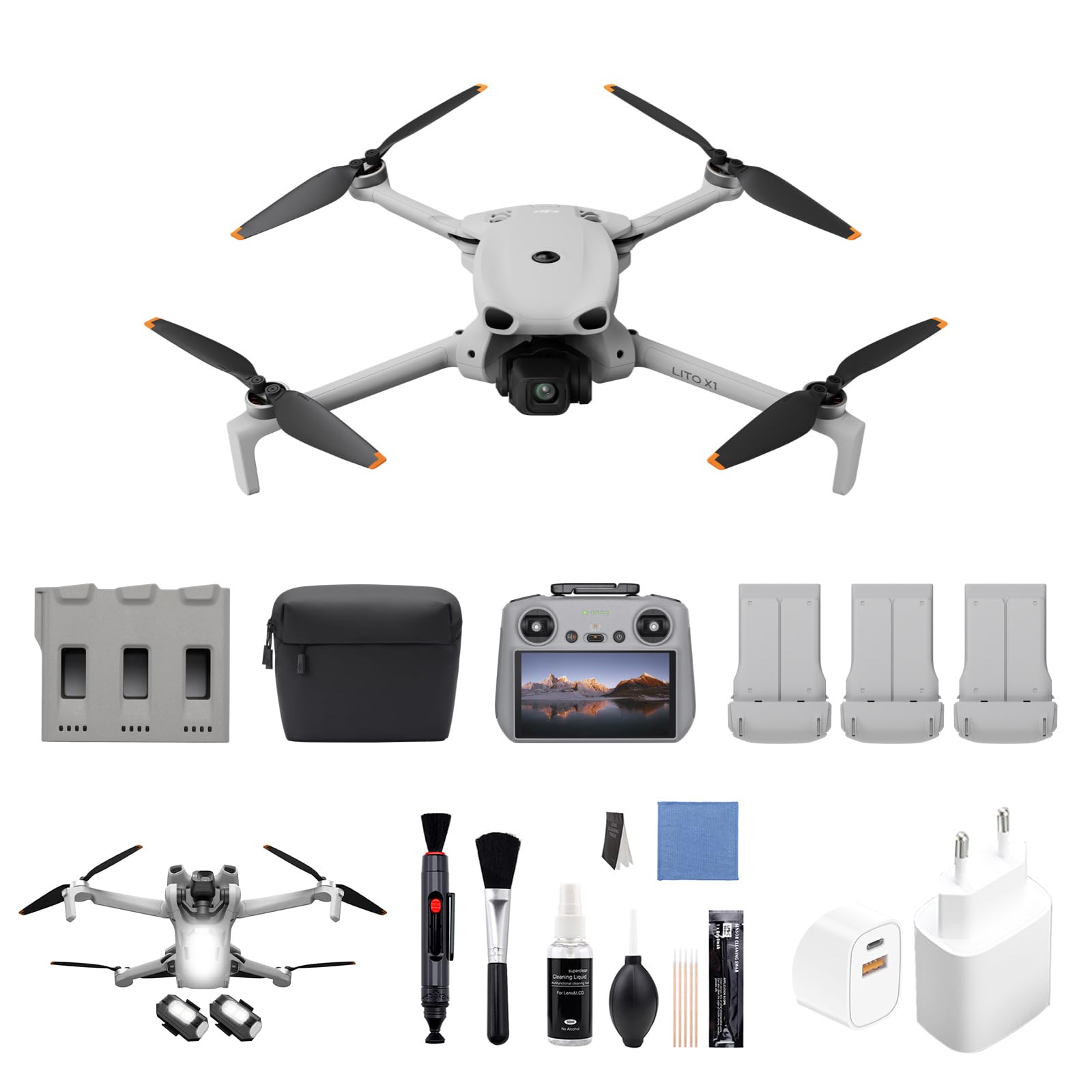 Pack DJI Lito X1 Vuela Más Plus con DJI RC 2 con Bundle, dron con cámara 4K fácil de usar para principiantes, detección de obstáculos, ActiveTrack, sensor de 1/1.3 pulgadas, ligero para adultos, C1