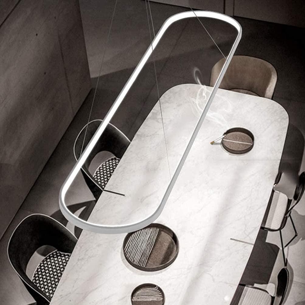 Bellastein Hanglamp, ovaal, bureaulamp, led-hanglamp, dimbaar, plafondlamp met afstandsbediening, modern ringdesign, kroonluchter voor eettafel, eetkamer, keukenlamp, niet-verblindend (L 70 cm, zwart