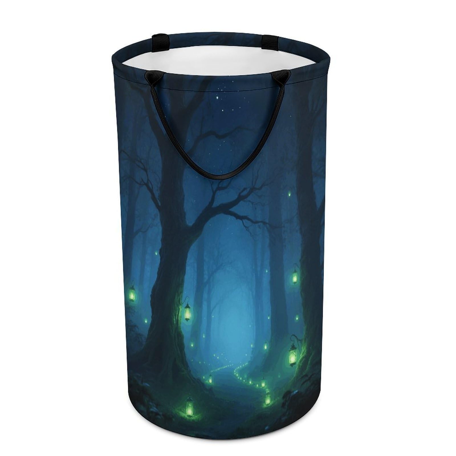 Forest Laundry Basket with Handles Large Collapsible Laundry Bag Freestanding Waterproof Clothes Hamper Decor Storage of Dirty Clothe for Family Bathroom 86L