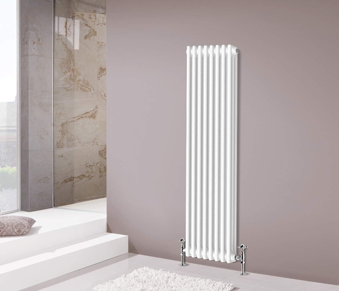 Nrg White 1500X380 Mm Gloss Column Radiators Vertical Cast Iron Rads
