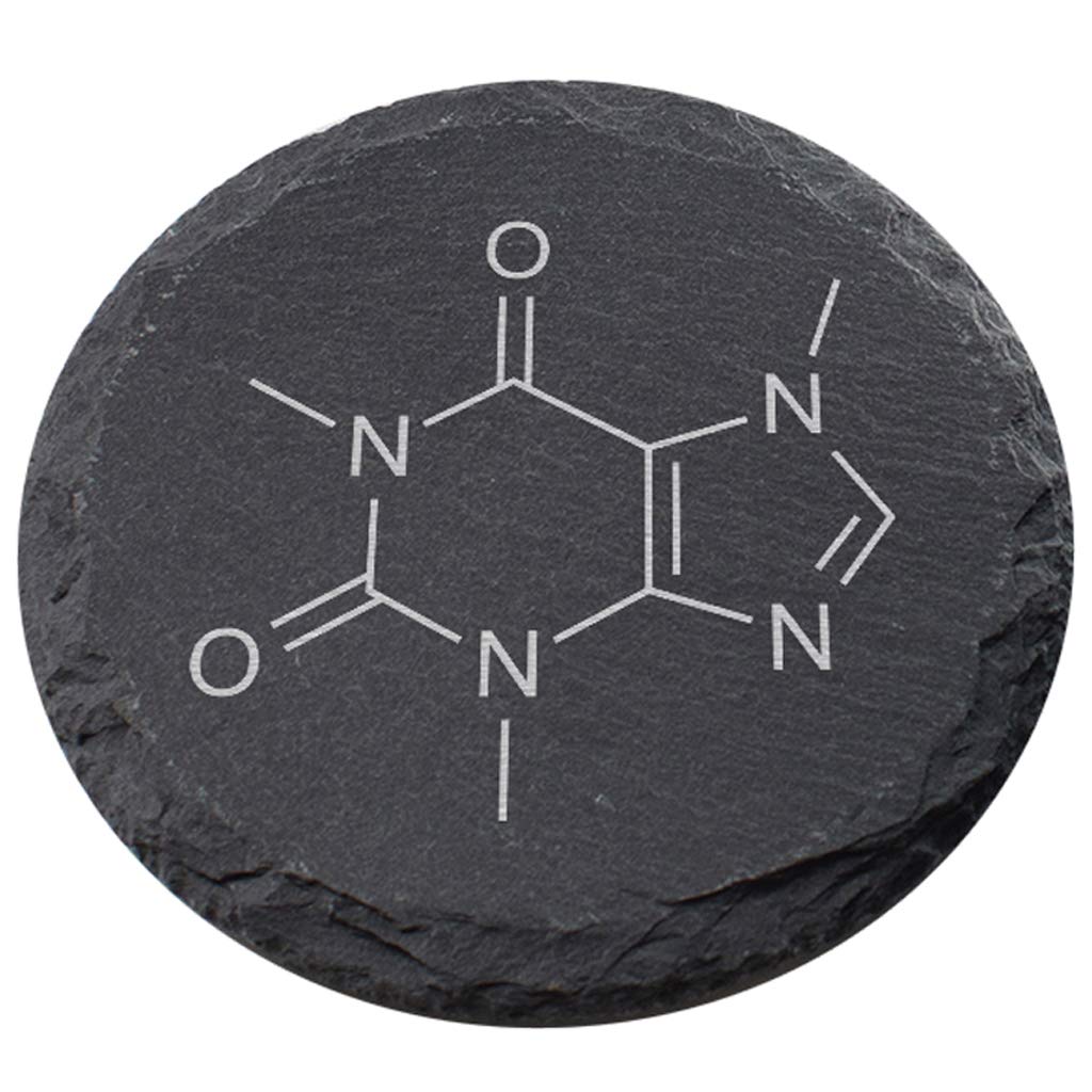 Dust And Things Women's Multicolor Engraved Natural Slate Coaster - Caffeine Molecule Coffee Coaster Gift | And Mens Gift Ideas | Birthday Gifts For Teachers | Thoughtful Keepsake Presents |