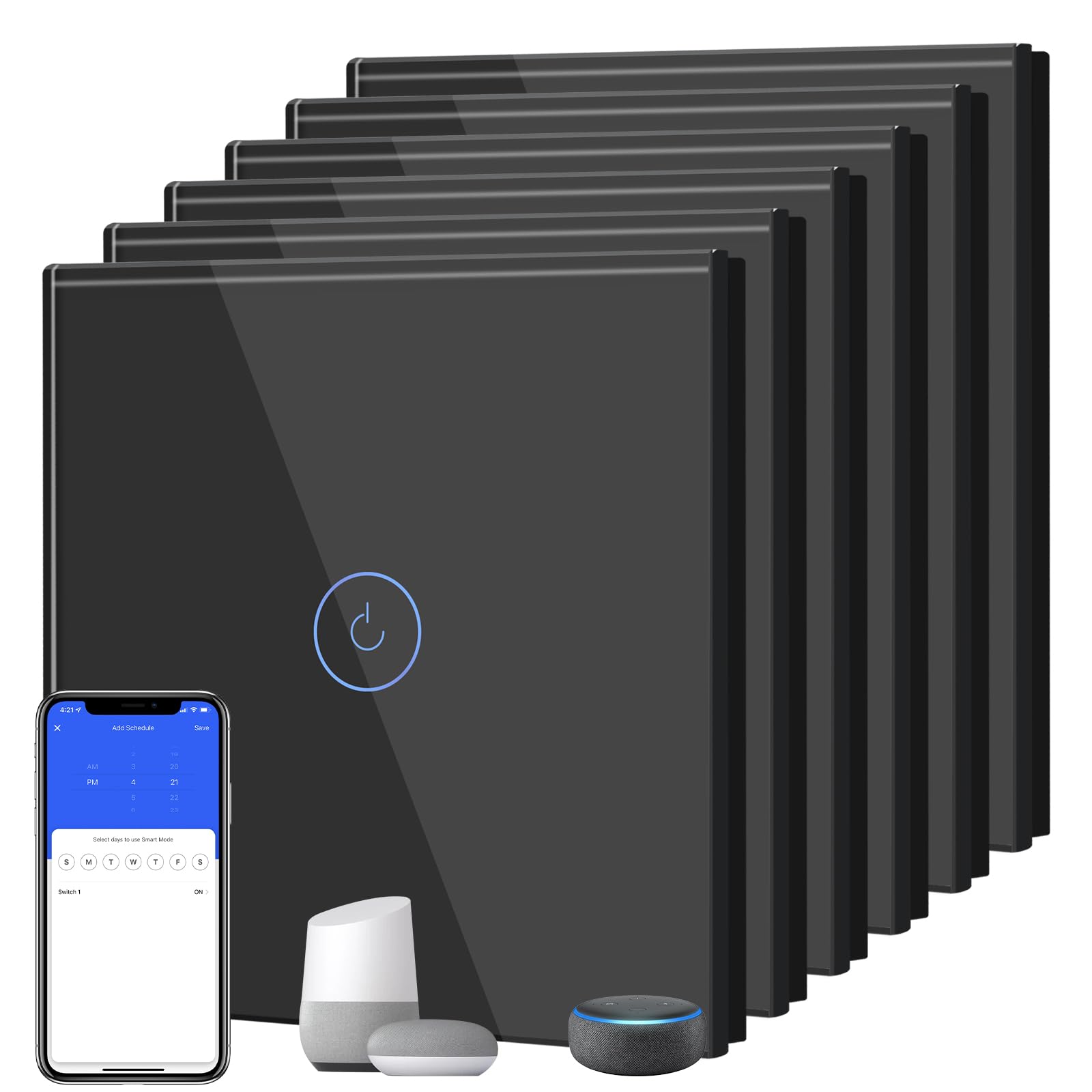 BSEED Interruptor Inteligente WIFI,Interruptores Tactil Con Cristal,Compatible con Alexa,Tuya y Smart Life,Requiere Cable Neutro,2 Gang 1 Vía,86mm Blanco — view 92