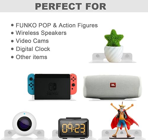 Miniatura 4 de TXEsign Estante de metal pequeño para altavoces, estante de pared pequeño de 6 pulgadas, estante flotante para altavoz, cámara web, figuras de