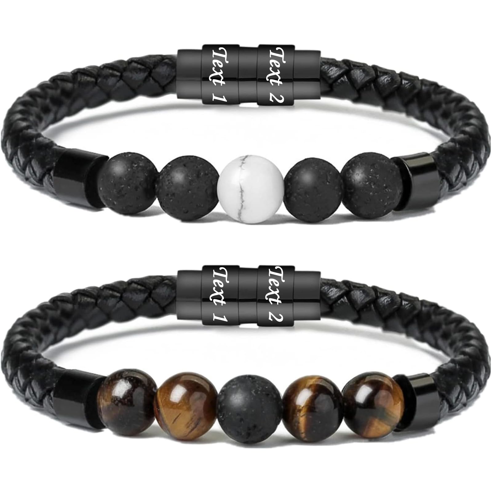 Leather Cremation Memorial Urn Bracelet Lava Stone 316L Stainless Steel Cremation Bangle Keepsake Urn Bracelet for Ashes