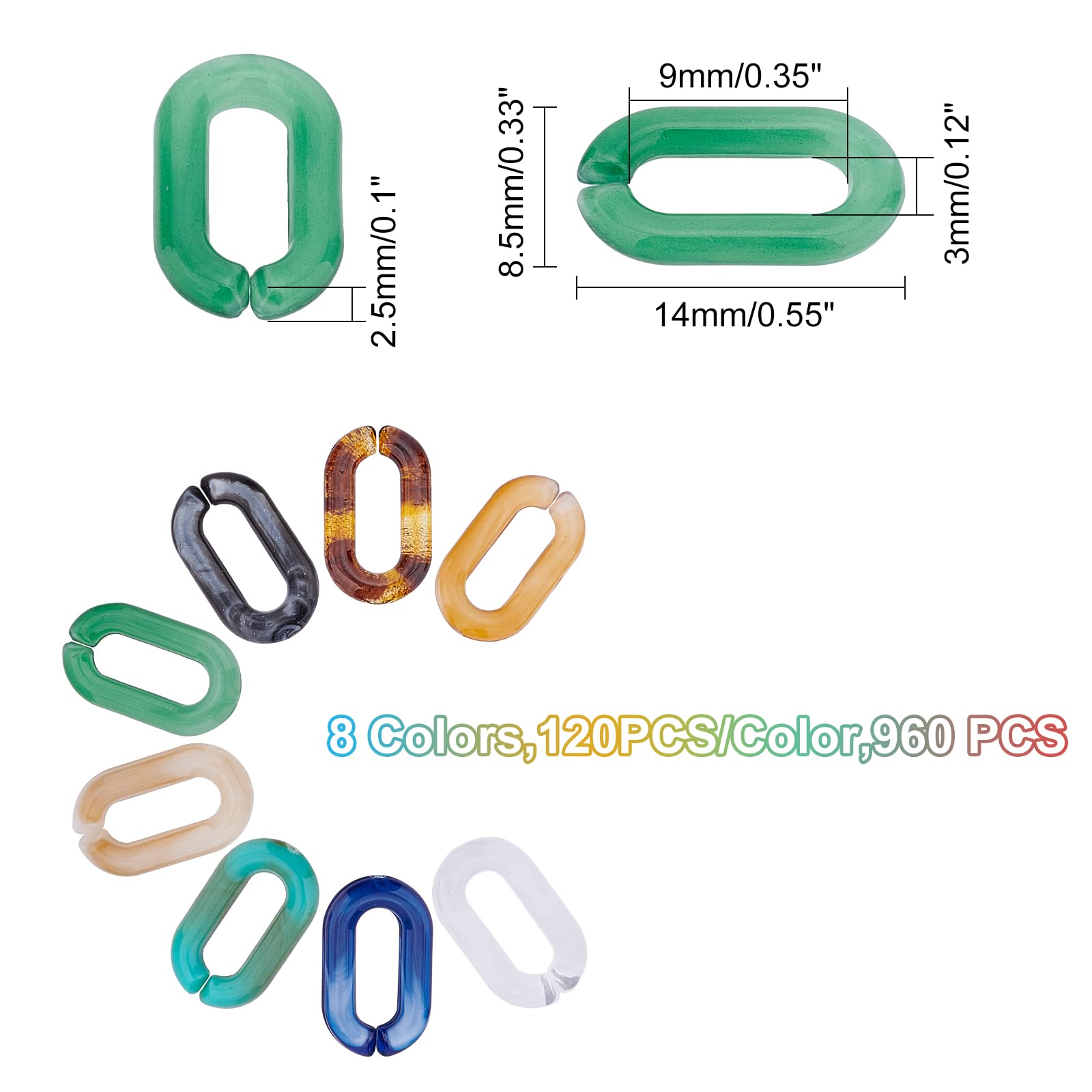 SUPERFINDINGS 240 Verbindungsringe Für Schmuck – Acryl & CCB-Kunststoff, 4 Farben
