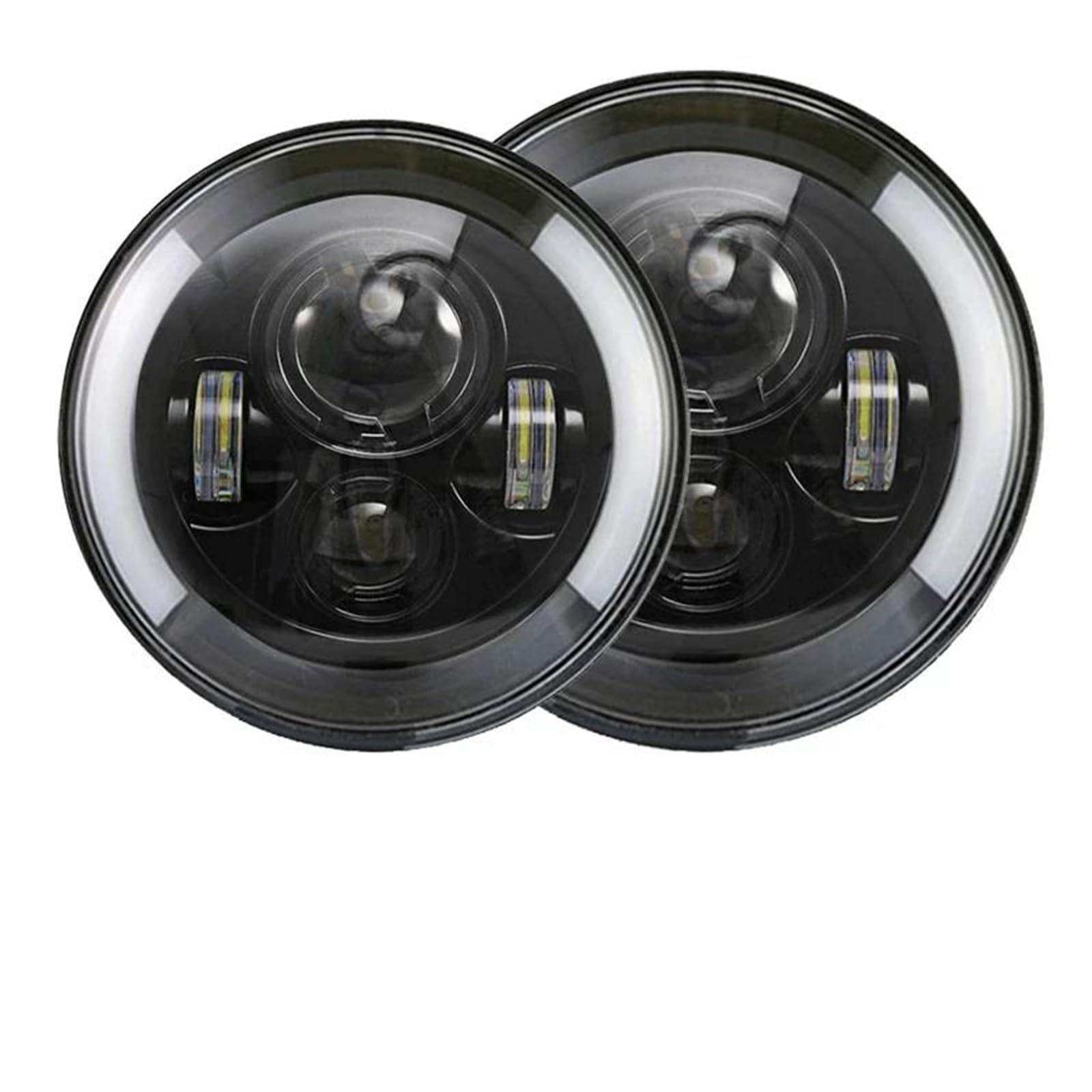 Car Lights Headlight Assembly For Lada 4x4 For Urban Niva 2pcs Car 7" Led Headlight Hi/Low H4 Halo Angle Eyes(2 pcsHalf-7inch)