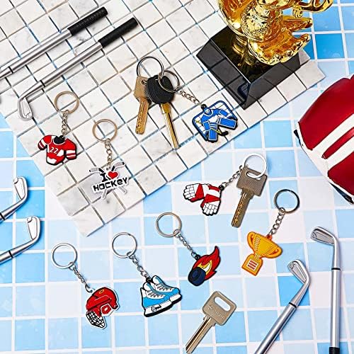 36 Pcs Ice Hockey Keychain PVC Unisex Hockey Jewelry Kids