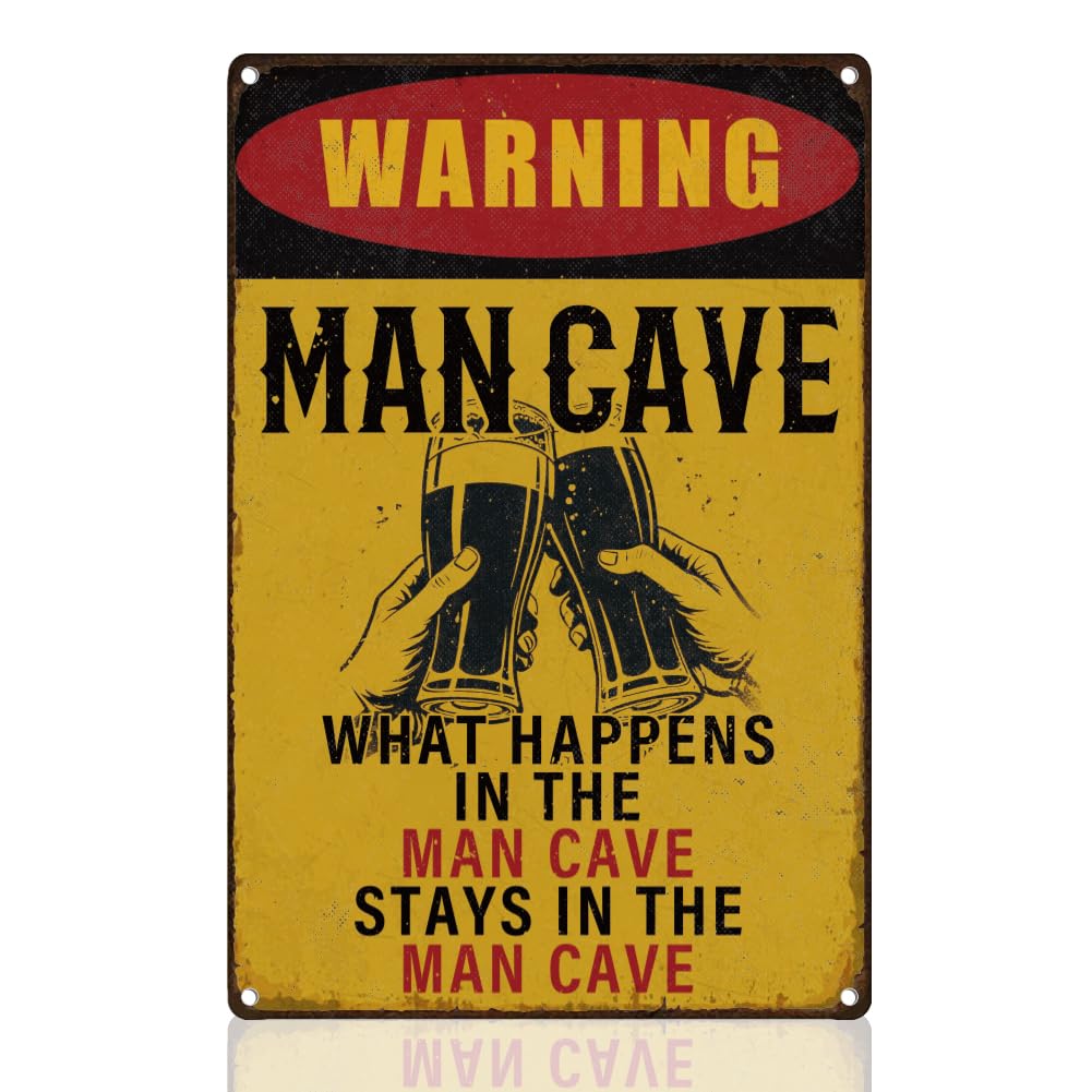 Funny Warning Man Cave Retro Wall Decor Metal Tin Sign Vintage Metal Tin Sign 8X12 Inch