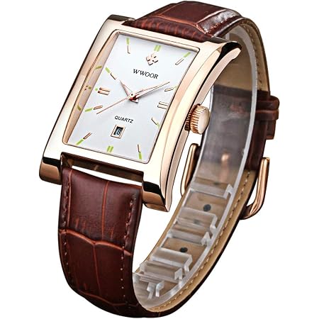 HopeU5 WWOOR quadrante quadrato moda uomo luminoso orologio da polso  sportivo cinturino in pelle calendario al quarzo impermeabile : Amazon.it:  Orologi
