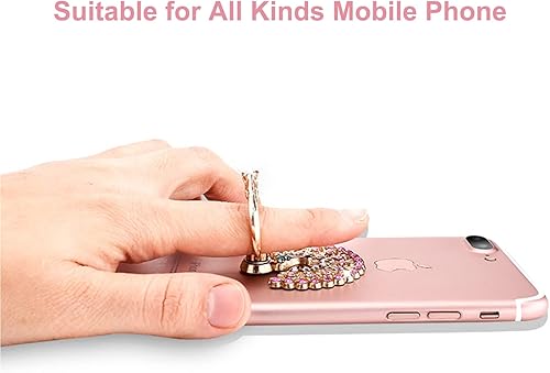 Miniatura 6 de Paquete de 4 soportes para anillo de teléfono, agarre de mariposa con diamantes brillantes para teléfono celular, rotación de 360 grados, soporte