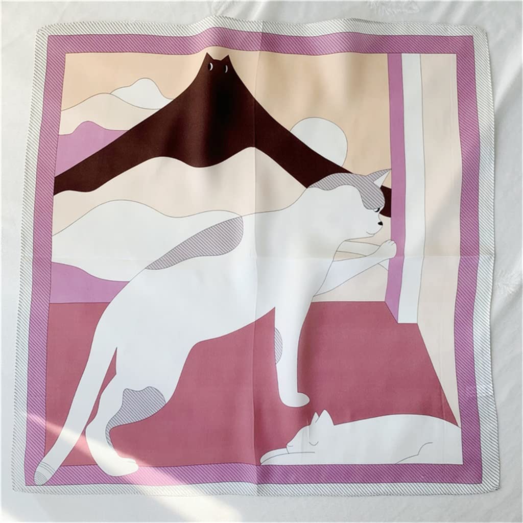 Pañuelo Cuadrado pequeño de Seda para Mujer, pañuelo Decorativo Morera (C One Size)