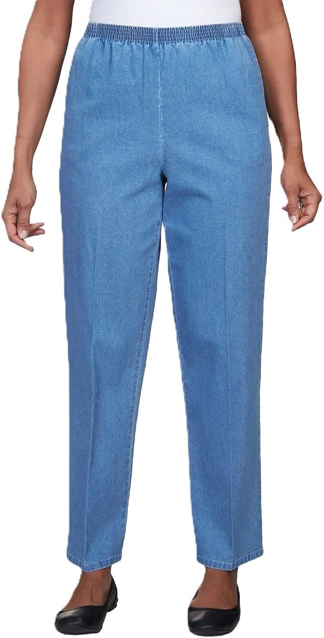 Alfred Dunner Womens Elastic Waist Denim Short Length Pant