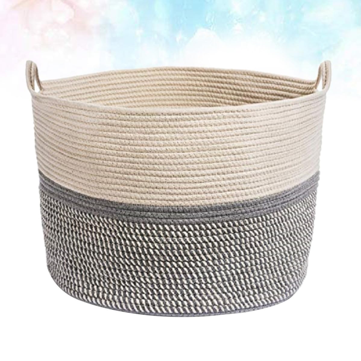 HEMOTON Cesta de Ropa de Algodón con Asa Bebés Blanco