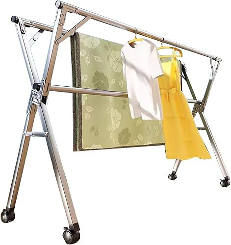 Estante de secado de ropa de acero inoxidable de 94 pulgadas, perchero plegable para ropa, perchero de ropa ajustable de longitud ajustable,