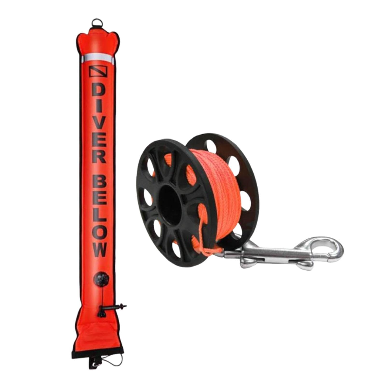 Fenteer 3 Pièces Bouée de Signalisation de Surface Parachute de Palier Tube Saucisse et Moulinet en Nylon Haute Visibilité Appropriée pour La Sécurité des Plo