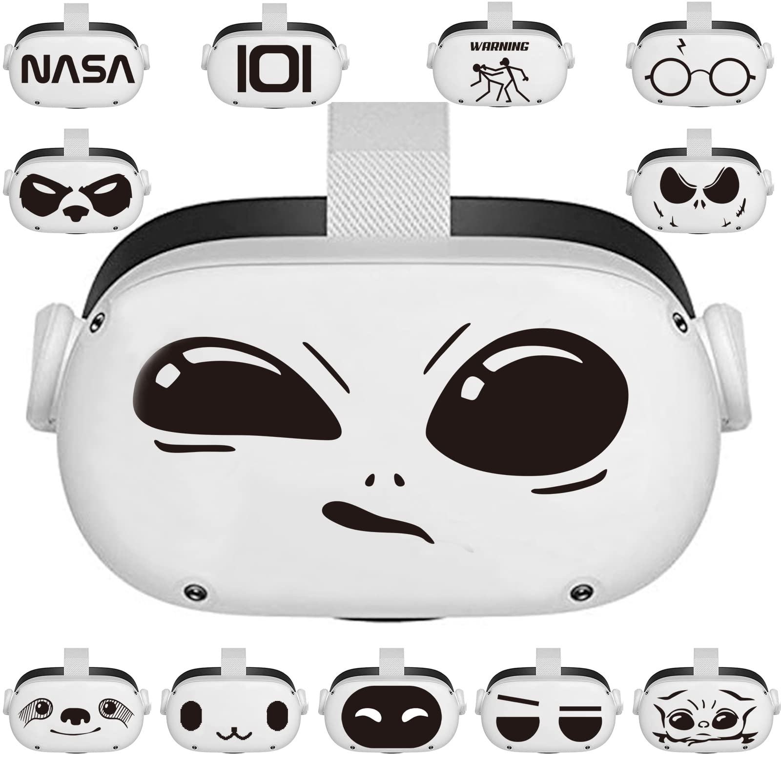 Tumemut VR Stickers 12 Pcs, Headset Sticker, Baymax for Oculus Quest 2, Decals Sticker Skin MetaQuest Headset, PC Gaming Virtual Reality Protective Accessory 2, Black