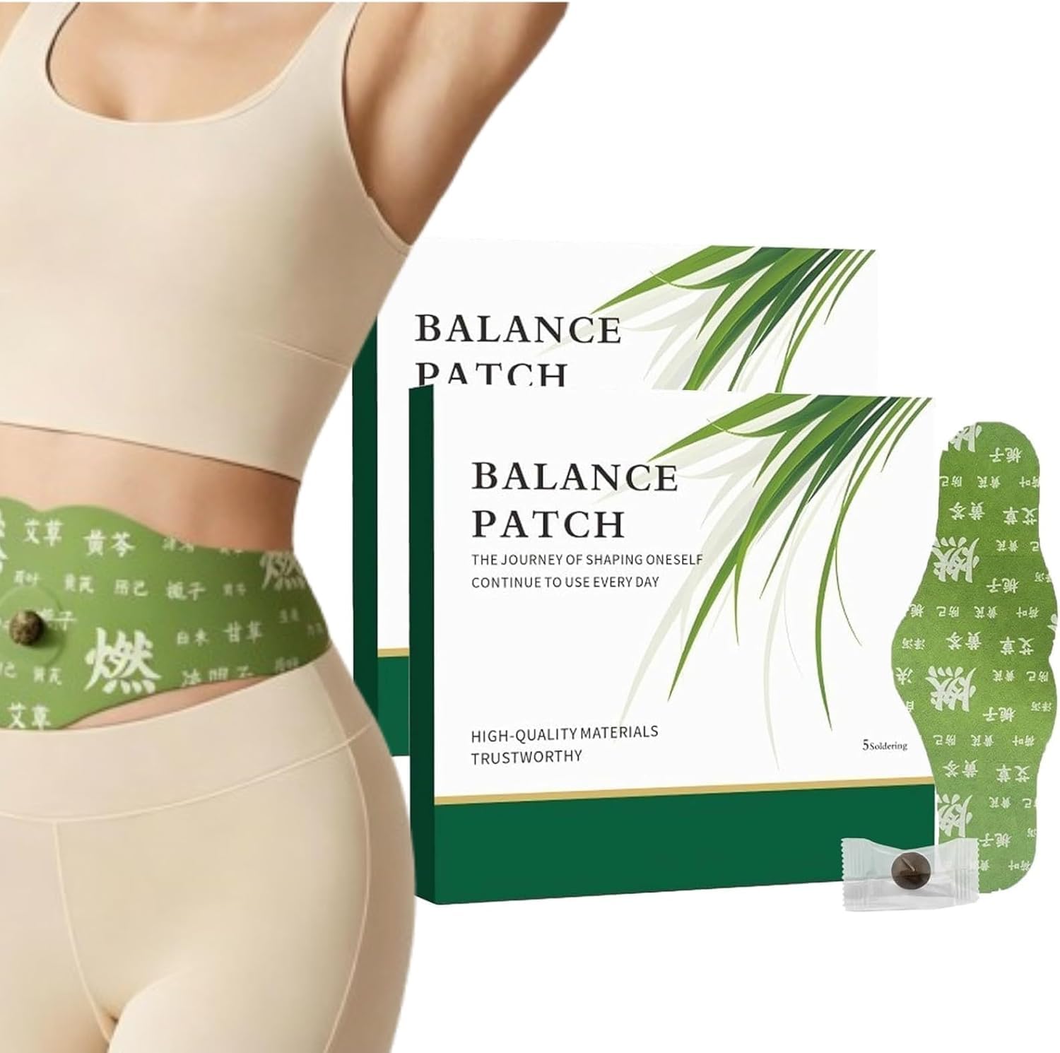 Herbal Balance Belly Patch for Bloating and Abdominal Care, Extra Wide 520 x 166 mm Waist Patch with Mugwort Center for Daily Warmth and Comfort - 5 Patches Pack-image-1