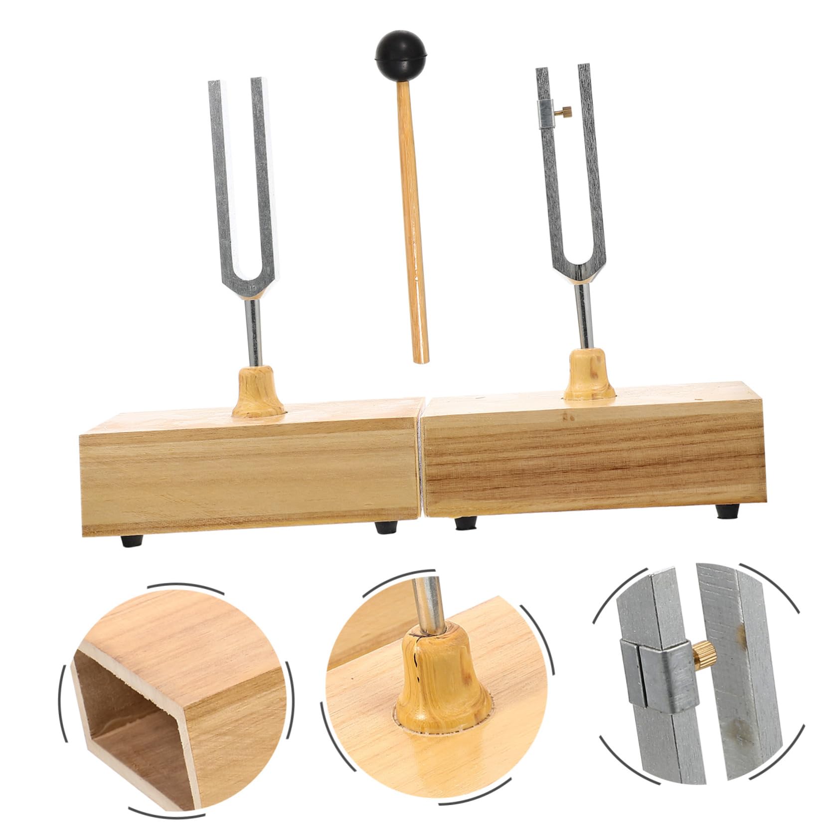 440hz Stimmgabel für Unterricht und Physik Experimente mit Hammer | Metall mit Holzsockel, 1 Satz, Stabile Platzierung für Lehrzwecke und Akustische Versuche
