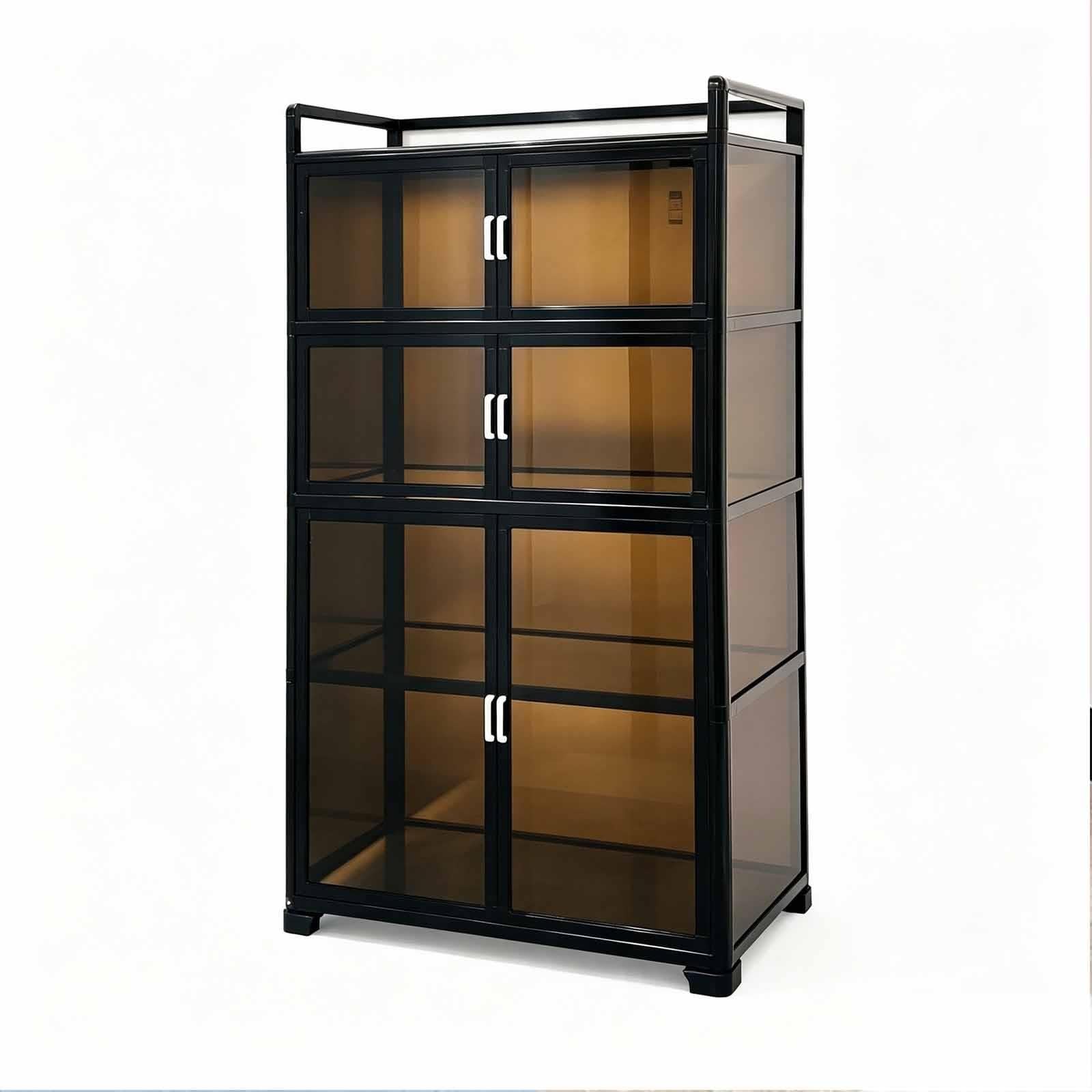 Carrito de Cocina de Aluminio con Ruedas, Armario Acrílico Ahumado