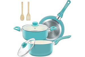 Pots and Pans Set, 7-Piece Nonstick Ceramic Cookware Set for Small Kitchens