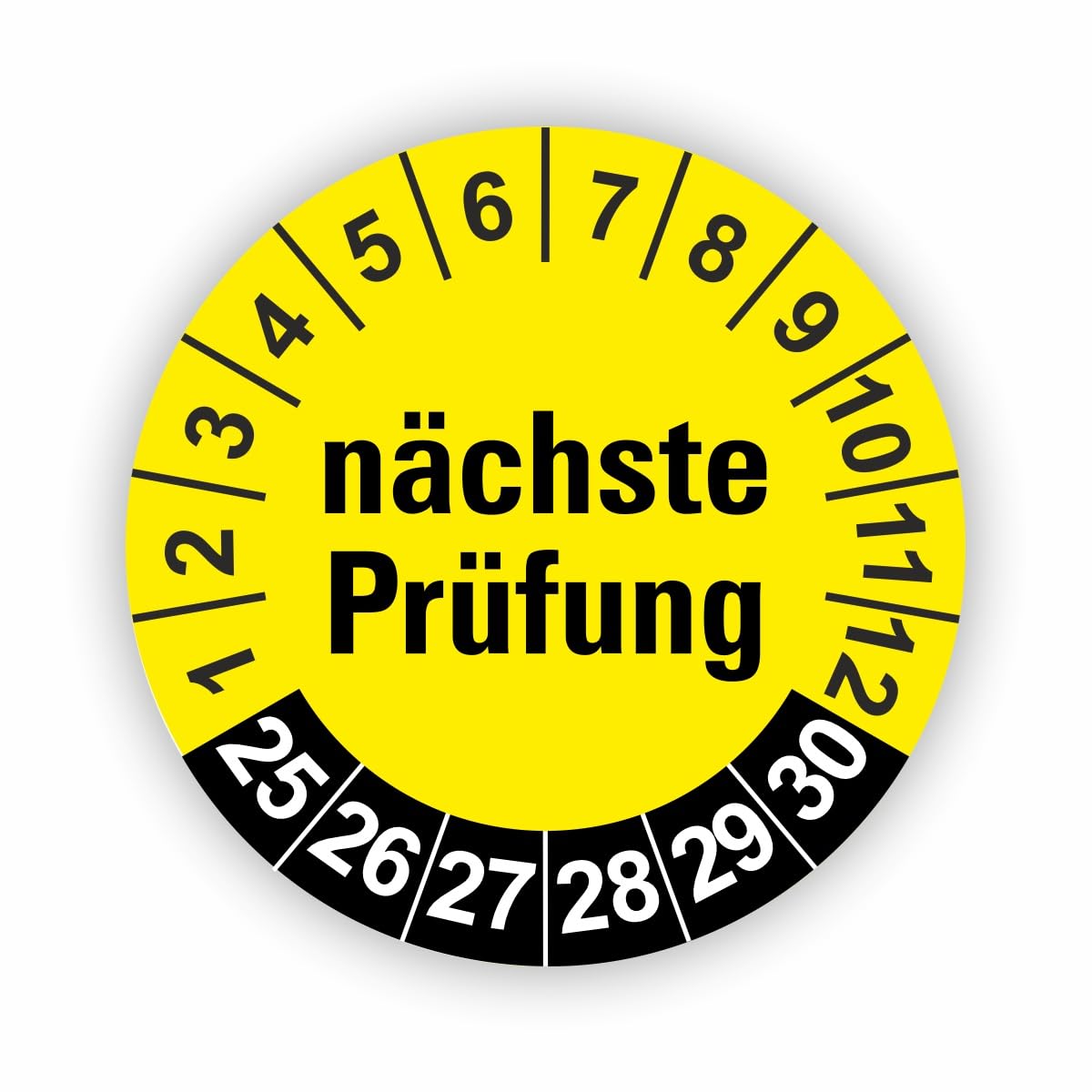 Hochwertige Prüfetiketten FD-4 NÄCHSTE WARTUNG Ø 30mm - Selbstklebende PVC-Folie - Wartungsetiketten für Prüfung - Prüfplakette für Prüfungsnachweis (60 Stück)