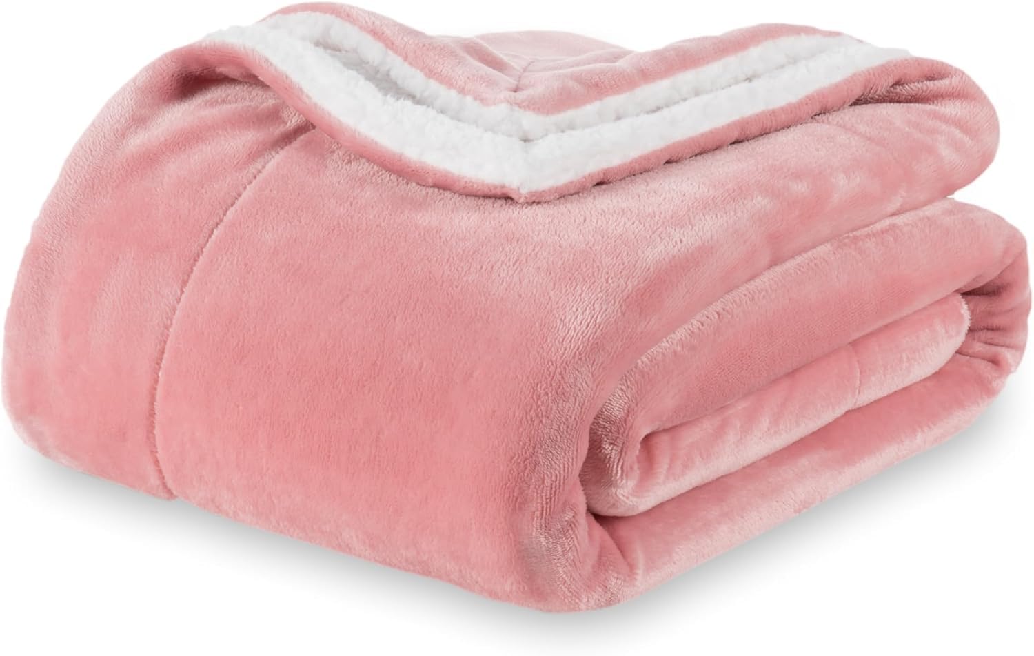 BSB HOME Polyester Micromink Warm Sherpa Super Soft Flannel Solid/Plain Blanket for Winter, Light Pink, Size 145 X 220 Cms (Approx 4.7 X 7 Ft) (Single), 200 tc-image-20