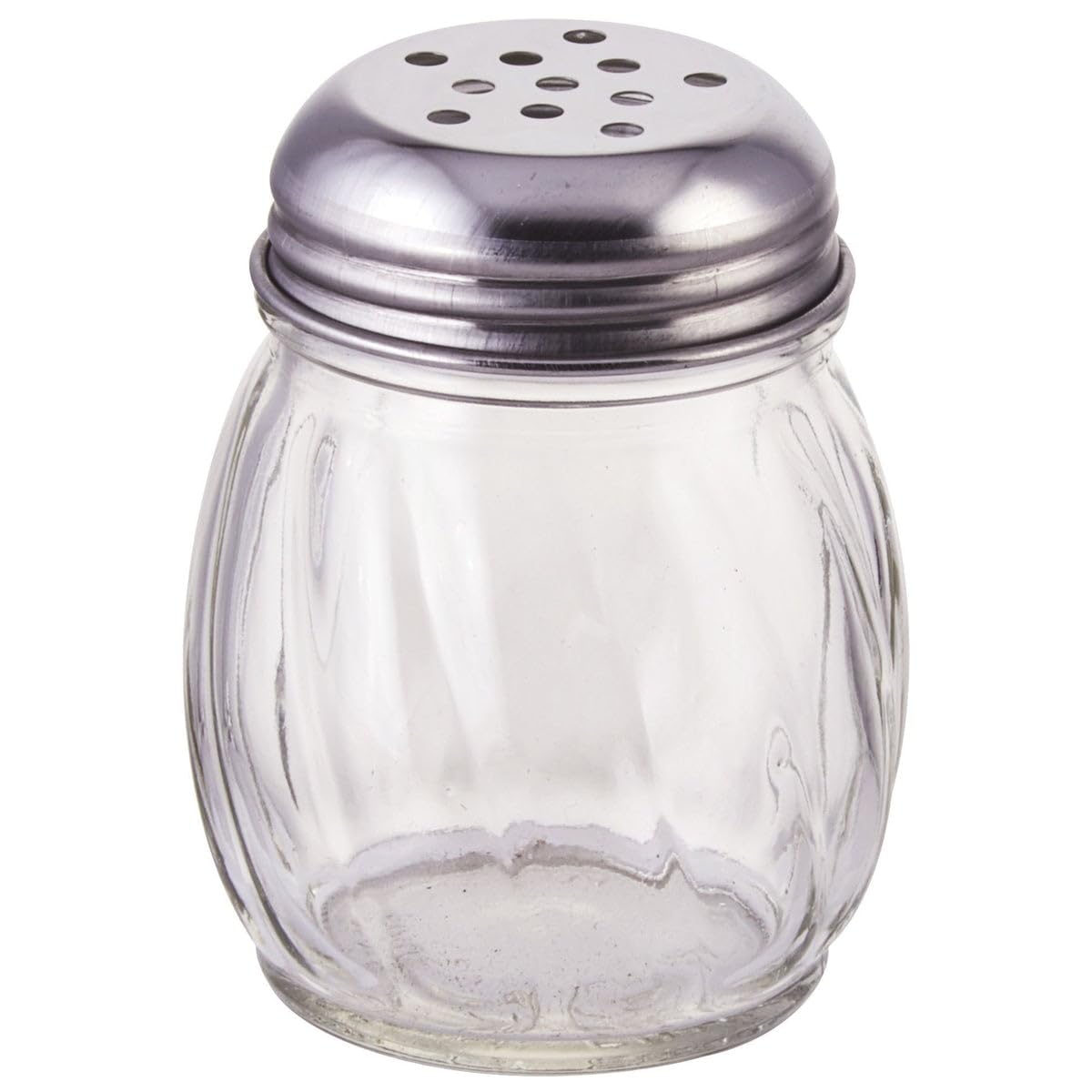 Cheese Shakers with Perforated Tops by Winco – Medium, 6.0 ounces, Stainless Steel, Clear, Stainless Steel, Model G-107