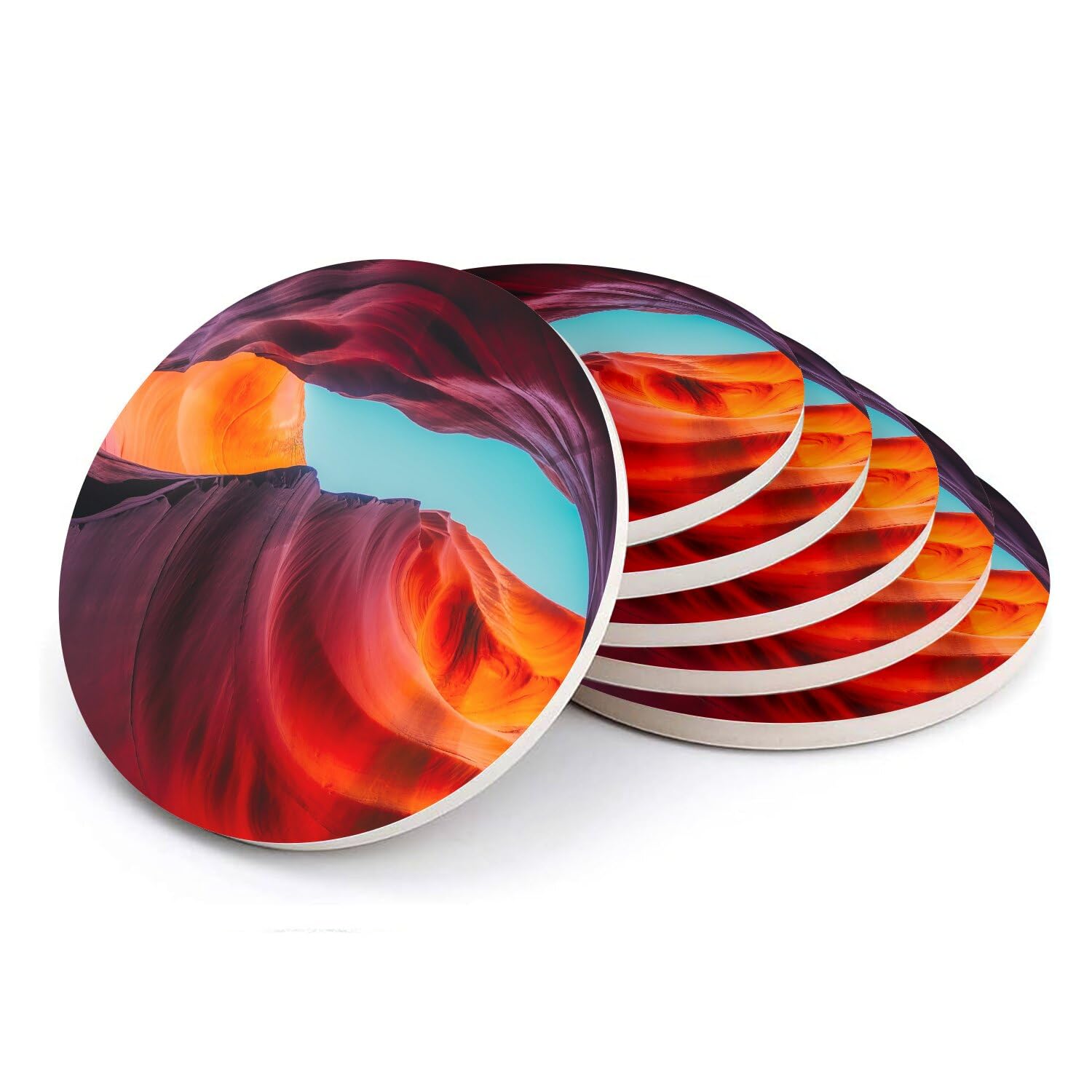 Sous-verre ronds en céramique Antelope Canyon Arizona - Lot de 6 dessous de verre 108x108mm