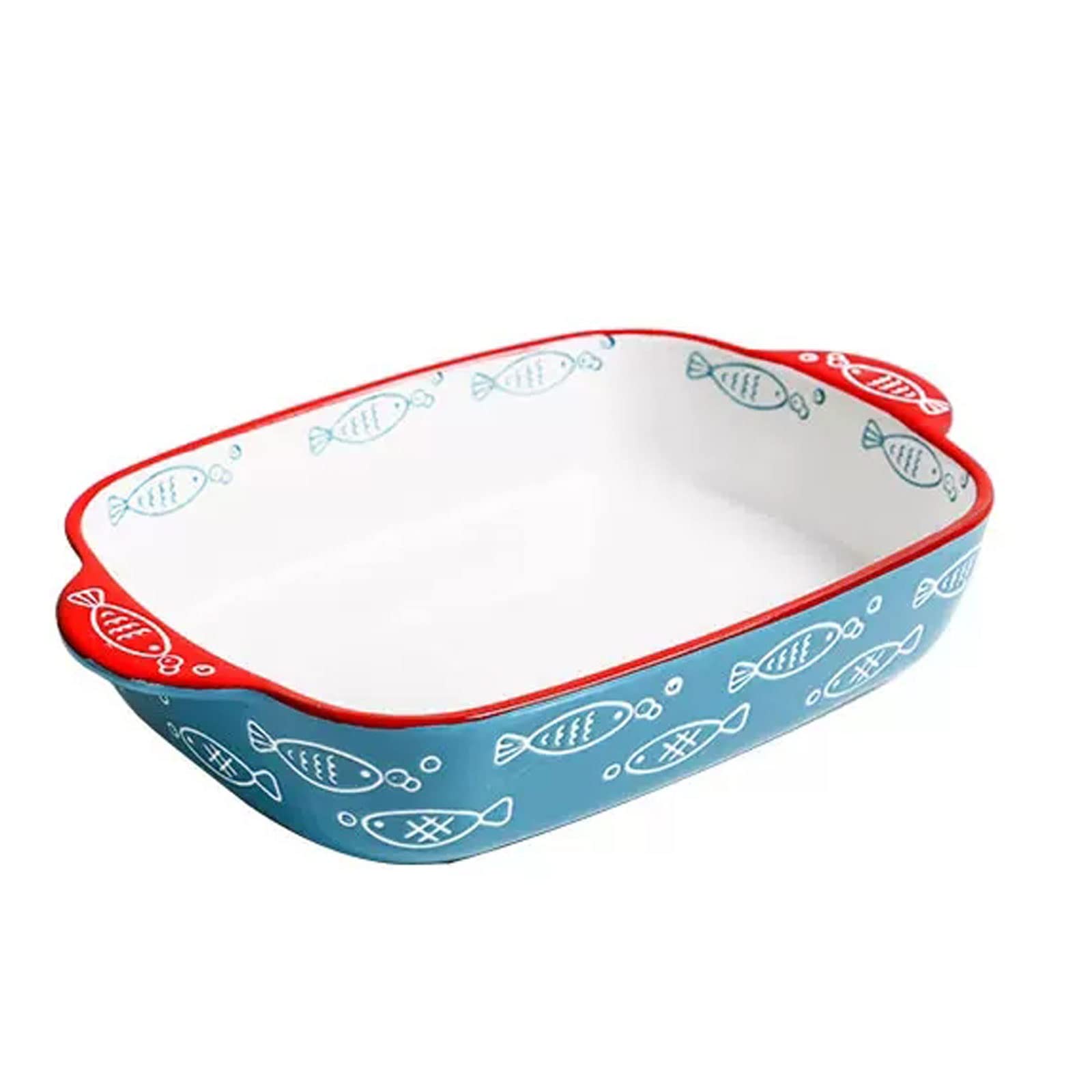 GLigeT Lasagne Dish Ceramic Baking Dishes,Rectangular Lasagna Pan,Casserole Dish,Microwave and Oven Double Ear Rectangular Ceramic Bakeware Baking Dishes