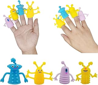 Monster Finger Puppets, Halloween Party Favors Finger Covers Role Playing Toys Soft Rubber Finger Doll Toys for Kids for Goody Bag Filler (Random Color)
