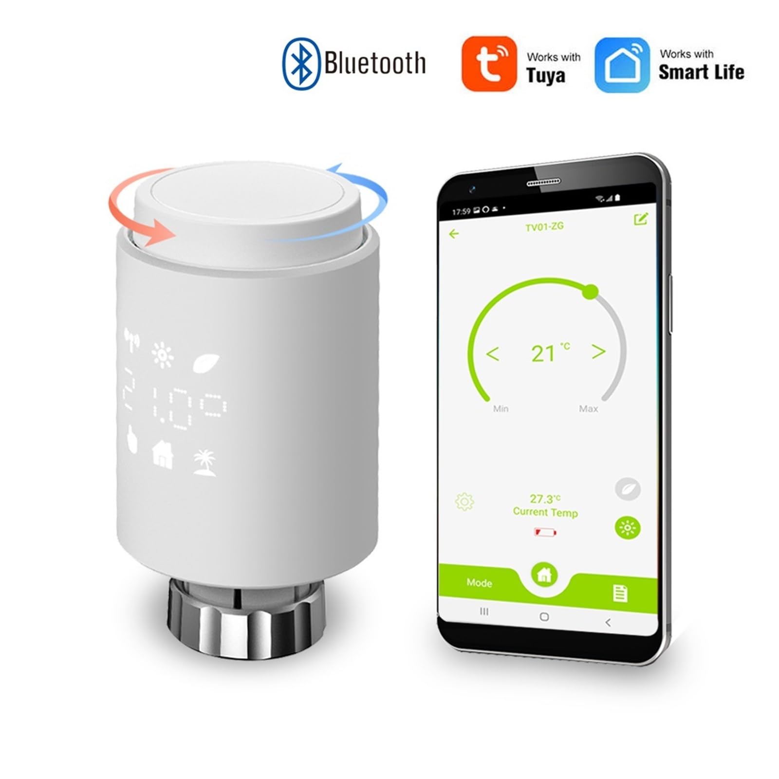 Inteligentny Siłownik Zaworu Termostatycznego Grzejnikowego Bluetooth TRV Programowalny Regulator Temperatury Tuya OszczęDza Energię I Koszty Ogrzewania(3PCS-TRV)