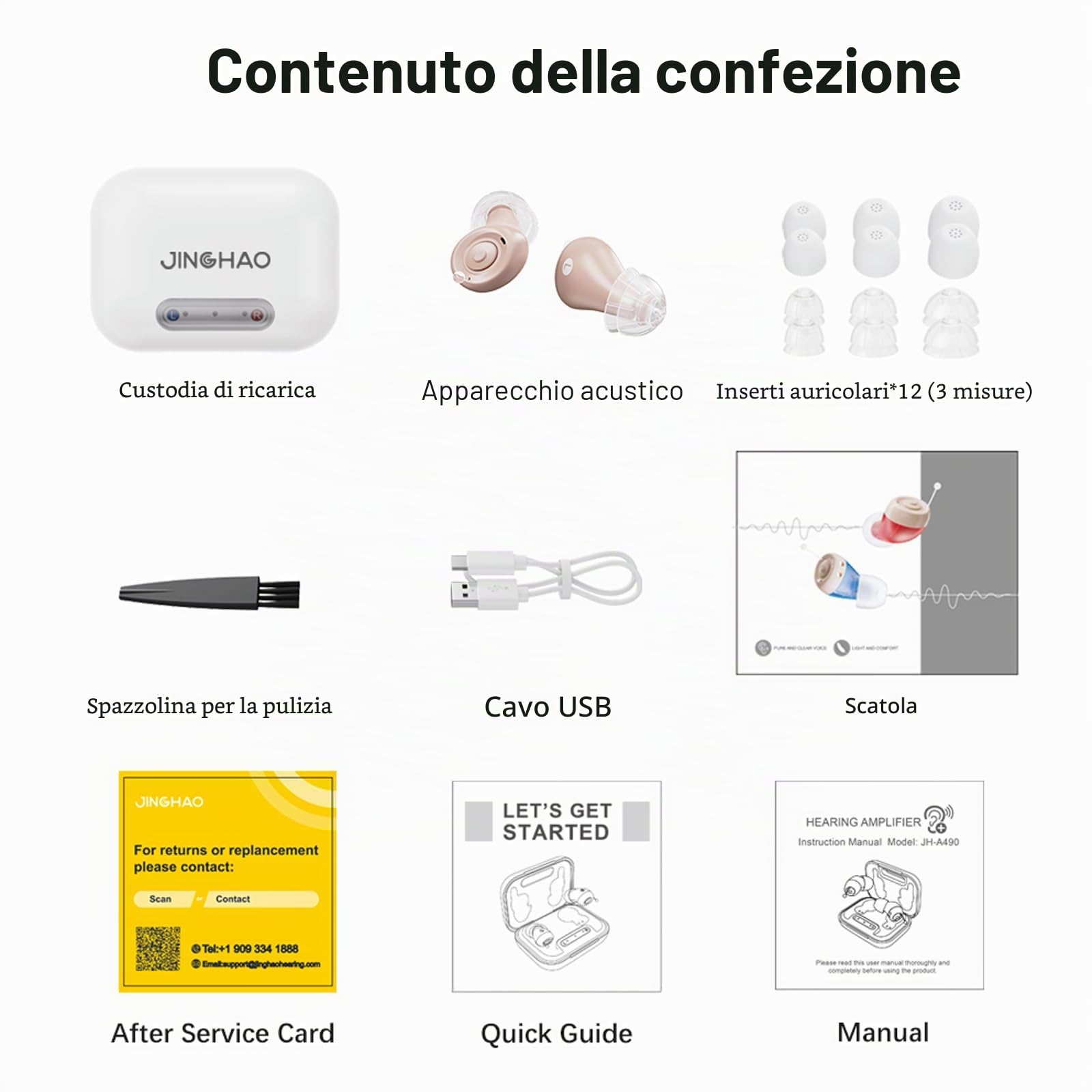 JINGHAO Amplificatore Suono Ricaricabile Invisibile Con Portatile Cassa Di Ricarica Set di 2 (Beige)