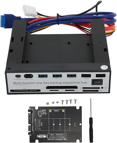 Miniatura 8 de GOWENIC Panel frontal de PC, tablero de medios, NGFF M.2 MSATA 16 TB OTB One Click Backup Multifuncional Desktop Computer Media Panel frontal USB