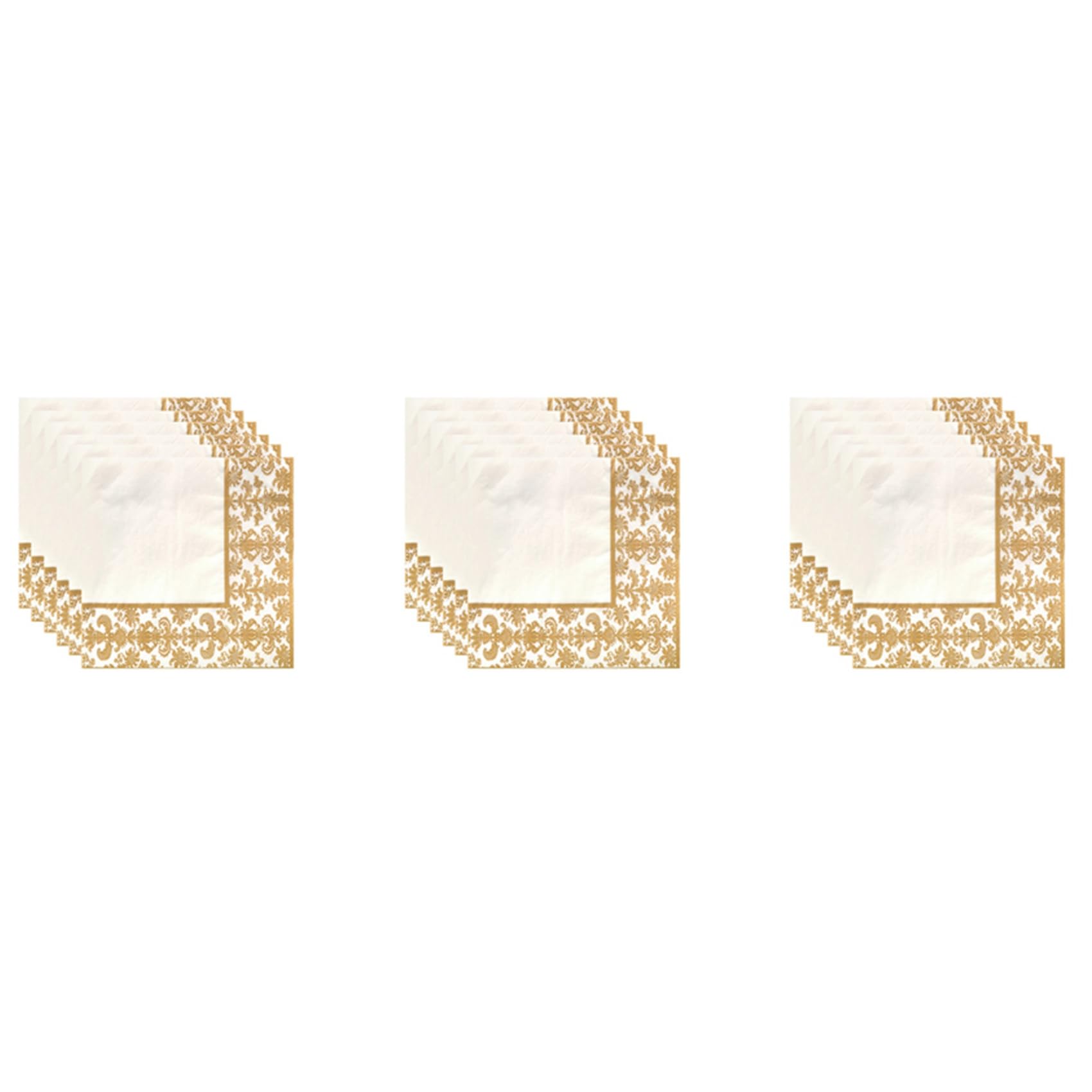 Hndhbfgrt 300Pcs Gold Printing Disposable Napkin Tissue Paper Printed Napkins for Restaurant and Hotel (Golden + White)