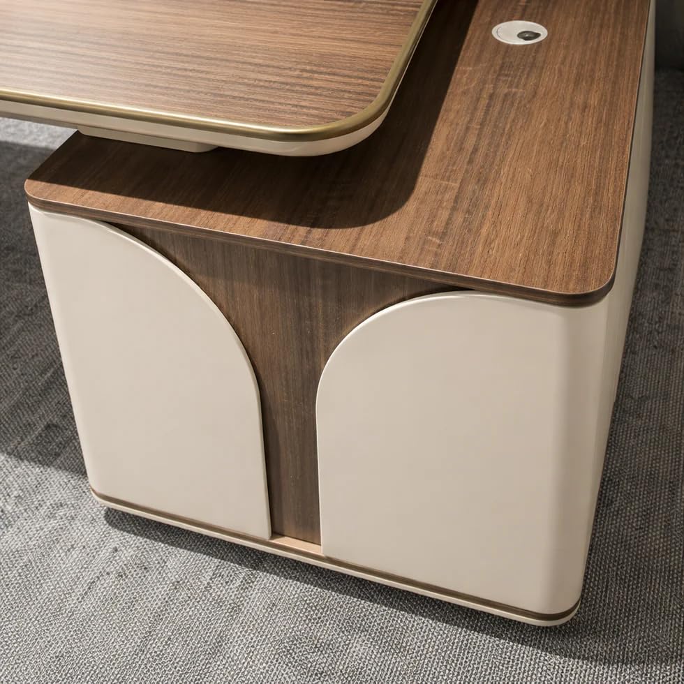 Image of Lakdi The Furniture Co Director Office Table for Boss & Executive | Unique Design L Shape CEO Table Made in MDF with Laminte with Drawer, Reversible Orientation, CPU Storage - LDL-778