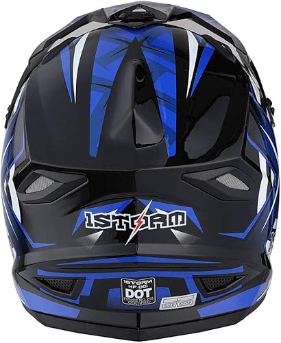 Miniatura 5 de 1Storm - Casco de motocross para adultos, BMX, MX, ATV, Dirt Bike, motocicleta cuádruple de cuatro ruedas, casco integral, estilo de carreras HF801