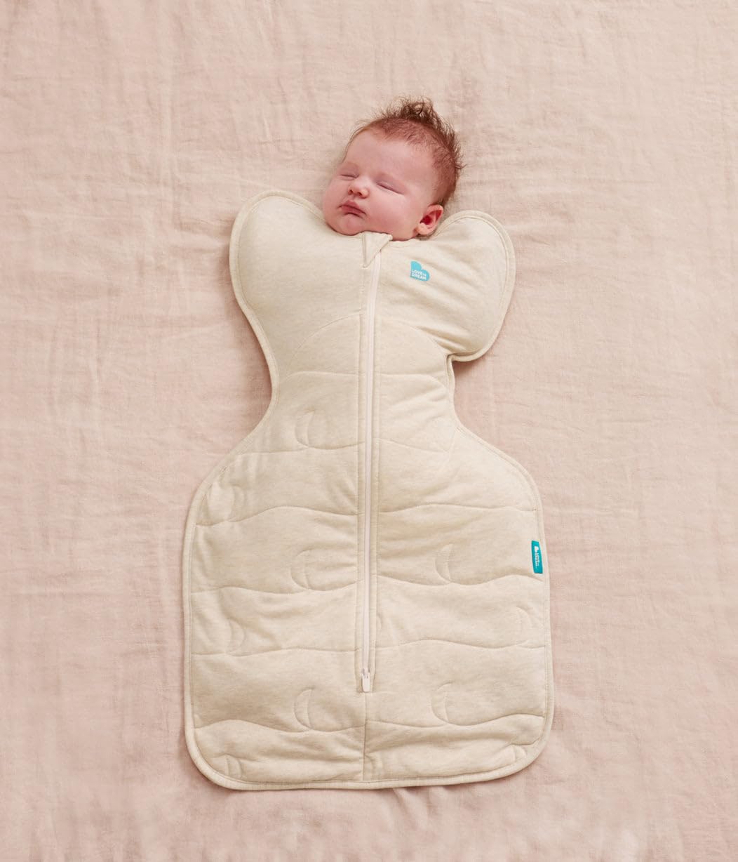 Love To Dream Swaddle UP, Neonato 2,2-3,8 kg - Avena | Vestibilità aderente, favorisce un sonno sano | 3,5 Tog per autunno e inverno (14–16°C) | Cotone trapuntato e doppia cerniera