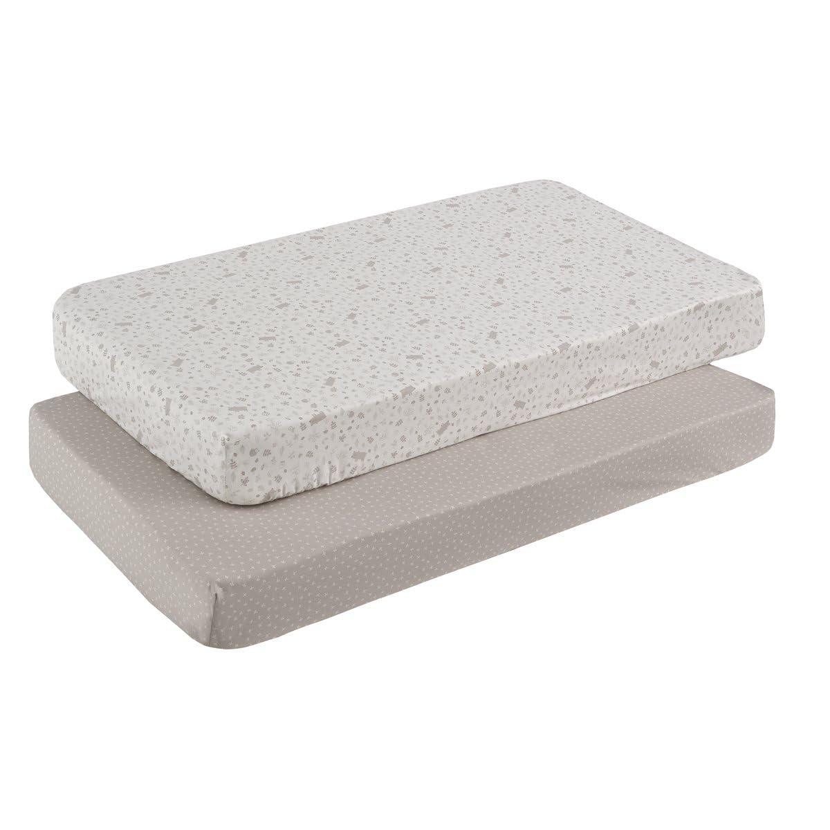 Cambrass - Sabana Bajera algodón - Sabana Ajustable con Gomas - Ropa de Cama para bebé con Tratamiento Sanitized -​Bajera 2 Uds. 60x120x17 Cm Abete Beige