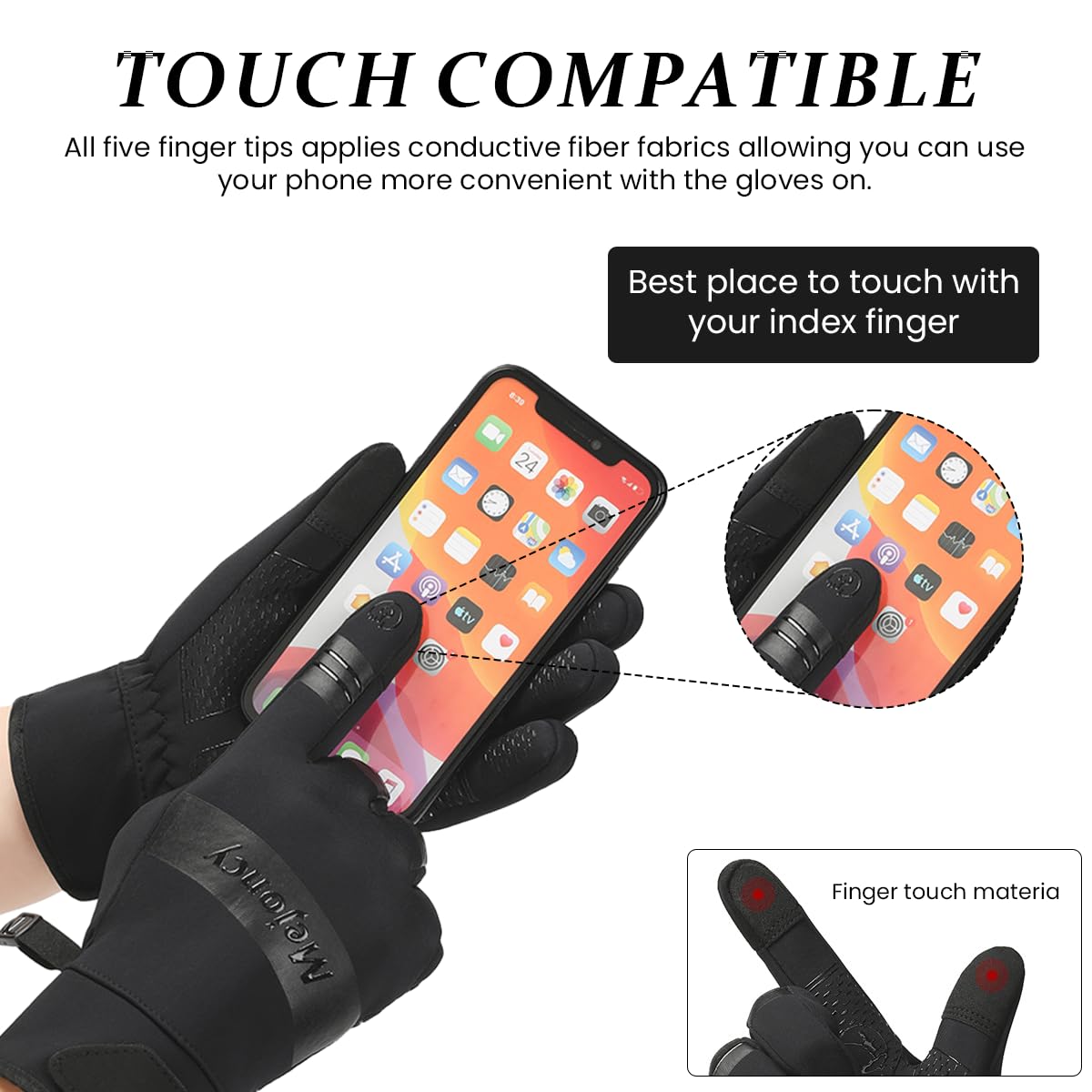 Proberos® Silicone Winter Gloves for Men Women, Warm Windproof 1