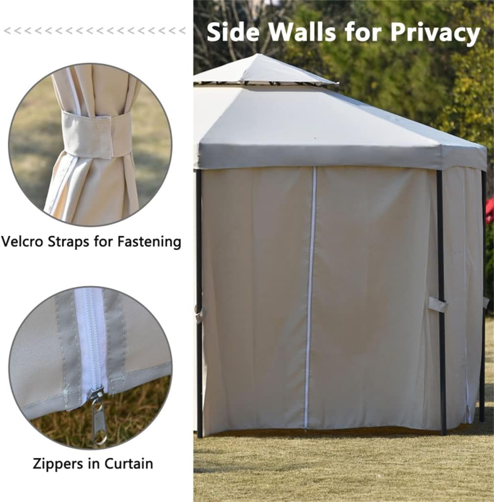 Outdoor Camping Tent Gazebo Canopy with Curtain Side Wall for Patio Shade Awning Shelter Picnic Backyard Lawn Wedding