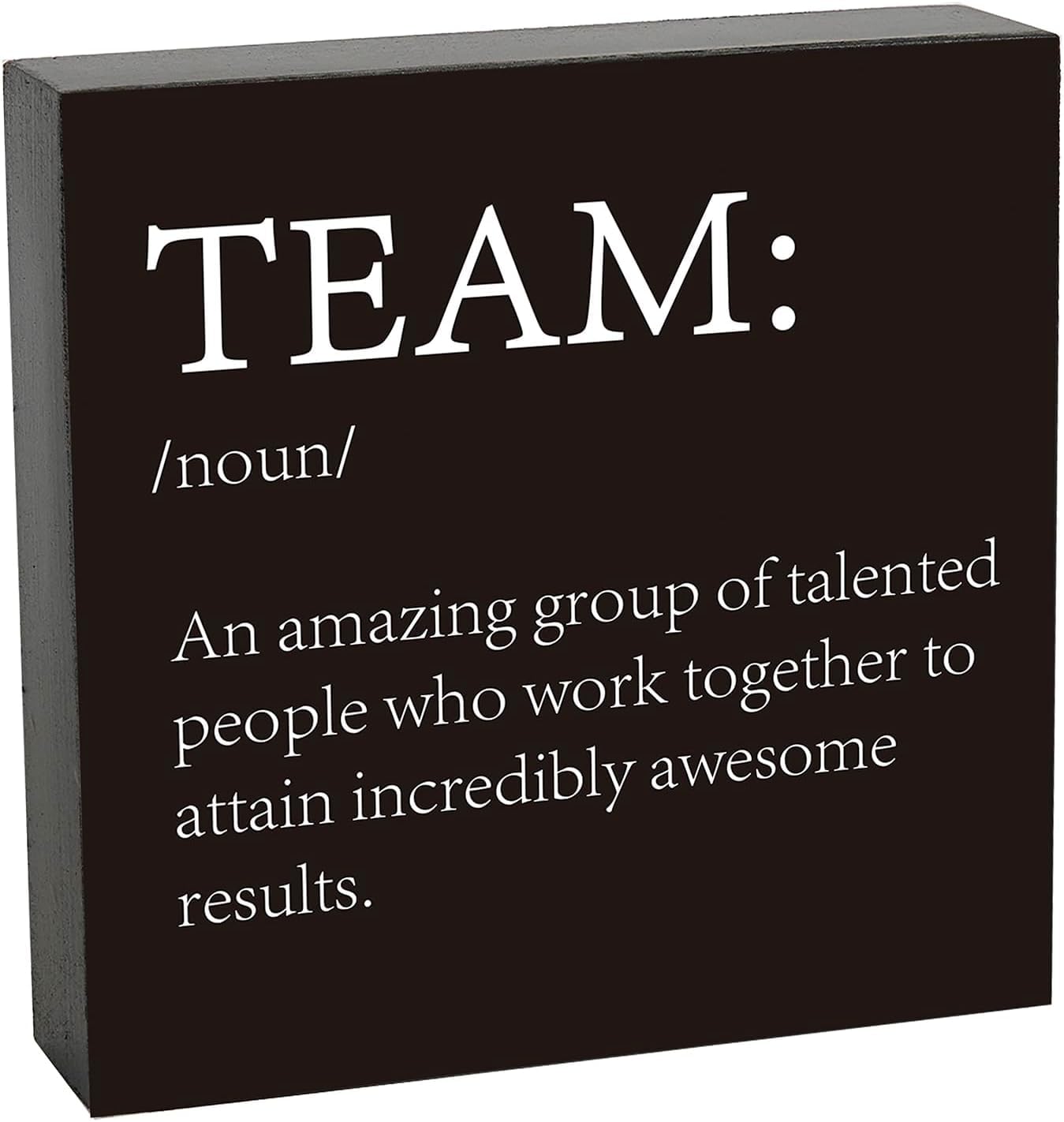 Team Definition Box Sign 7x7 Inch Wooden Desk Shelf Decor