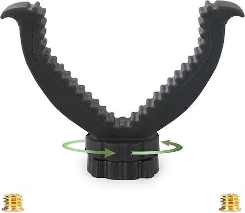 HUNTPAL 360 Rotatable V Yoke Gun Holder Rifle Rest for Shooting Stick Tripod Stand, Nylon Heavy Duty Mount Attachment with 2 Pcs 38" to 14" Screws