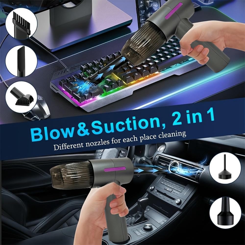 SYJYM Potente aspiradora de Mano para automóvil, Carga USB, purificador de Aire portátil, para el hogar, la Oficina, Camping, soplador de Polvo, inflador