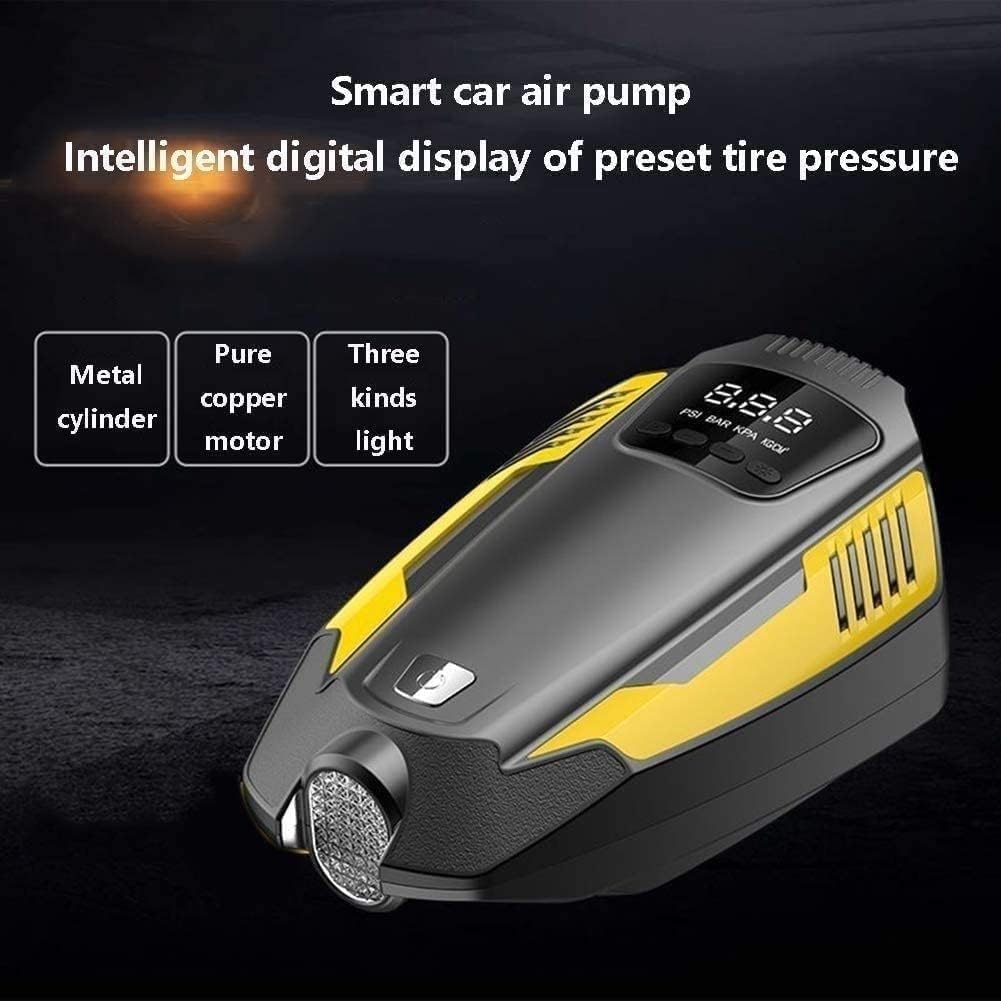 Inflador de neumáticos, compresor de aire portátil, bomba de aire de 12 V CC for neumáticos de coche con manómetro digital y luz LED de emergencia, bomba de neumáticos for coche, bicicleta, motociclet
