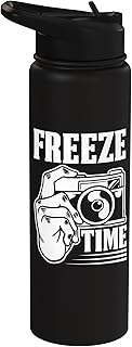 Freeze Time Vintage Camera Photography Lover Stainless Steel Insulated Water Bottle