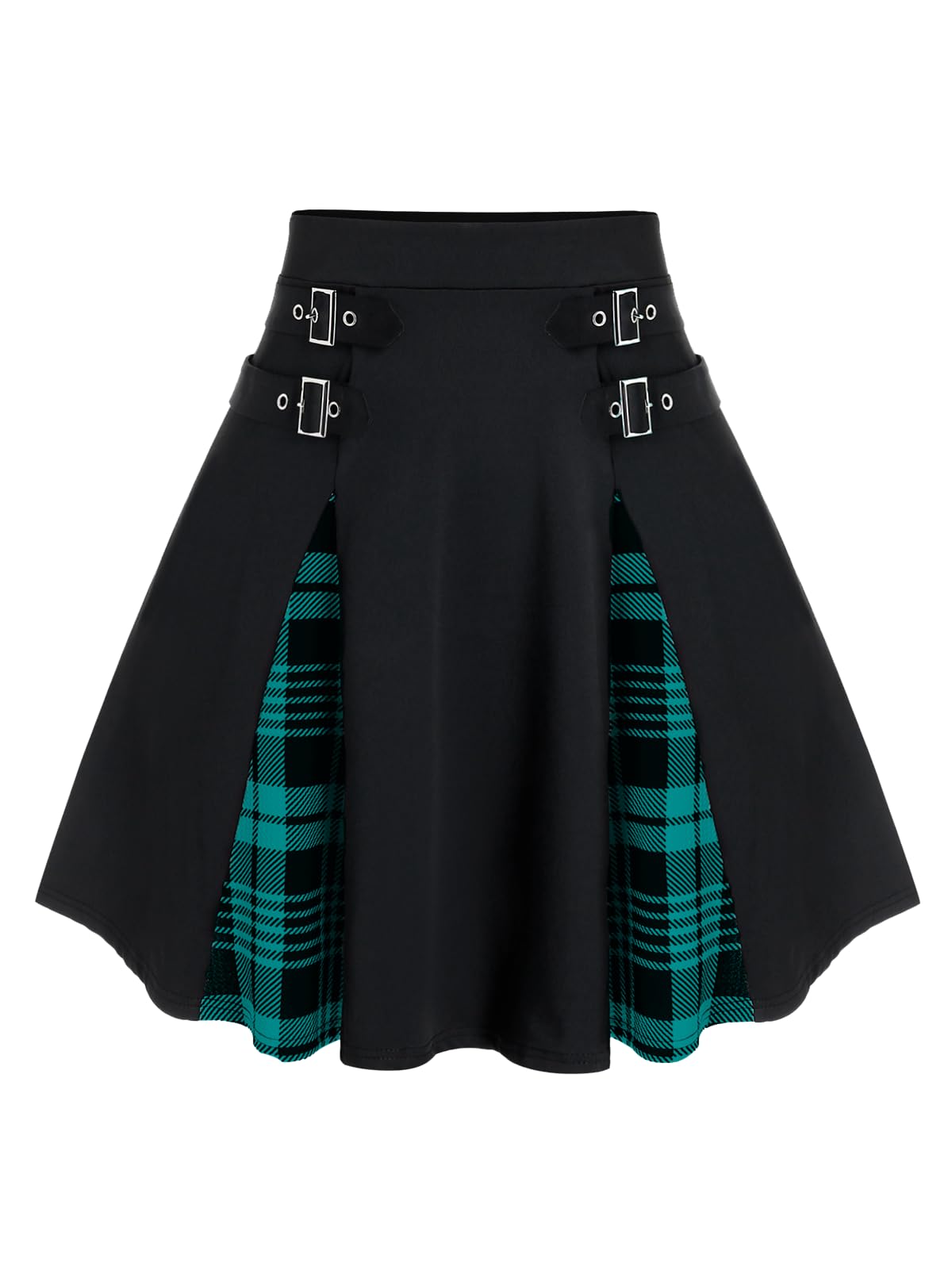 ROSE GAL Women's Plus Size Gothic Mini Skirt High Waisted Short A-Line School Uniform Skirt: Blue 5X