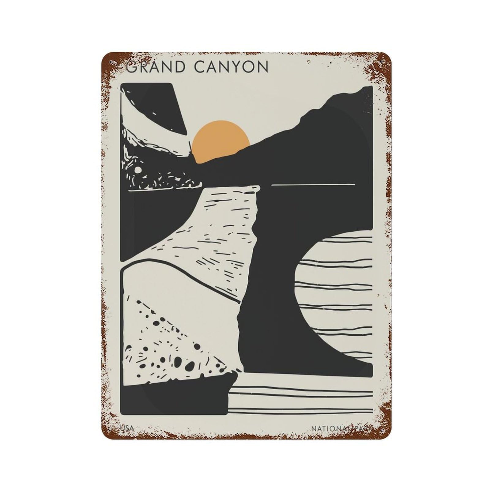 Grand Canyon National Park Minimalist Art 15.7"x11.8" Decorative Tin Sign, Retro Wall Decor for Bistro, Counter And Cafe Decor