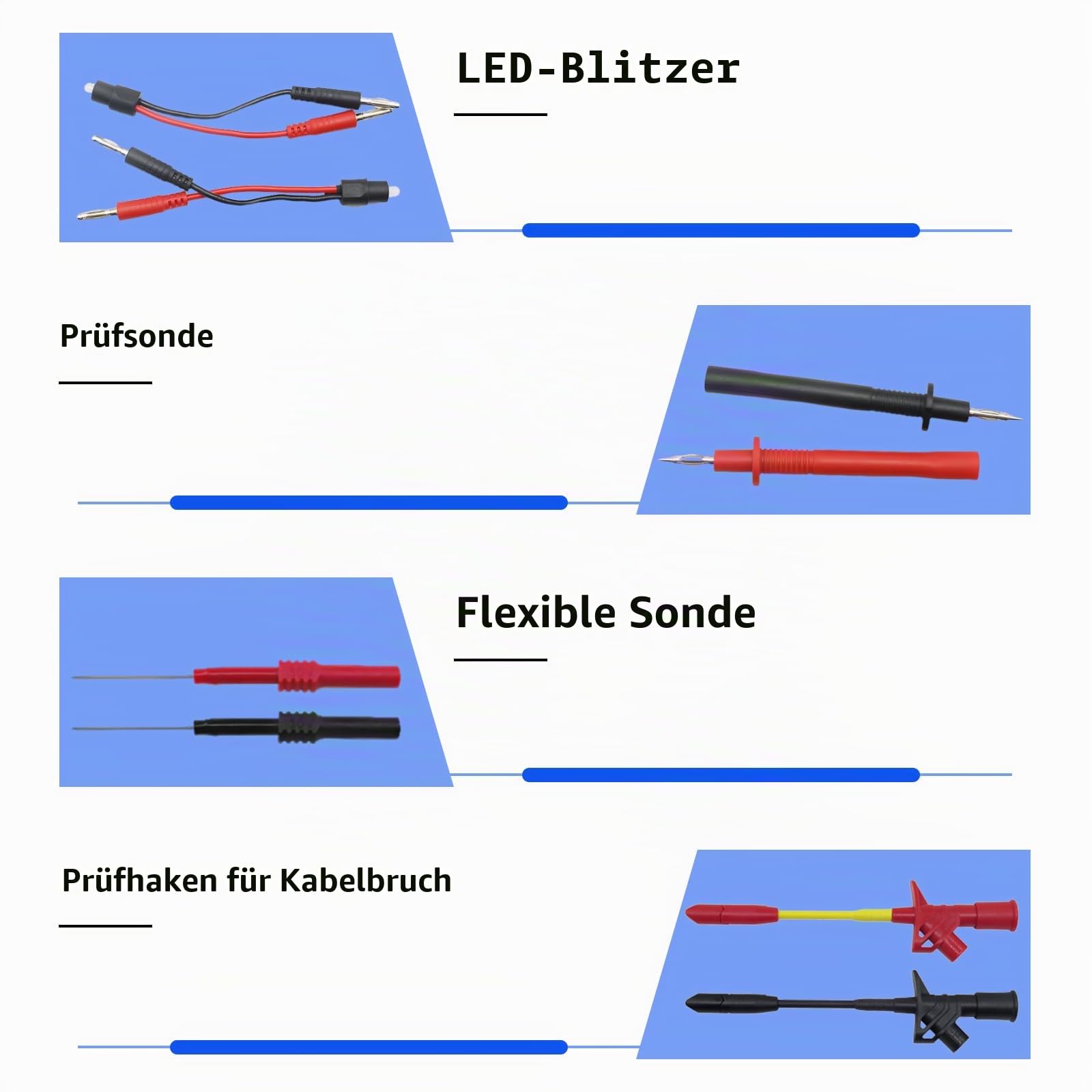 Multimeter Messleitungssatz, Automatische Diagnosewerkzeuge für Kfz mit Sonden und Krokodilklemmen, Schaltkreisprüfung und SRS Test, für Autoreparatur und Elektronik