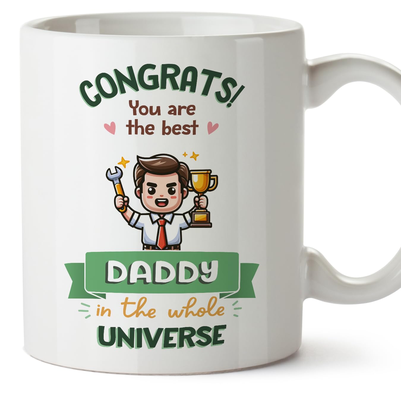MUGFFINS Father/DAD 3 Mug - in English - Best in Universe Trophy - Funny Gift - Ceramic 11oz Mug — image 1